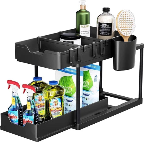 WAmigos 2 Tier Kitchen Storage Rack Sink Storage Organizer Bathroom Cabinet Organizer