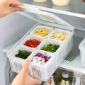 WAmigos 6 in 1 Big Box Fridge Storage Boxes Freezer Storage Containers Draining Refrigerator Food Box