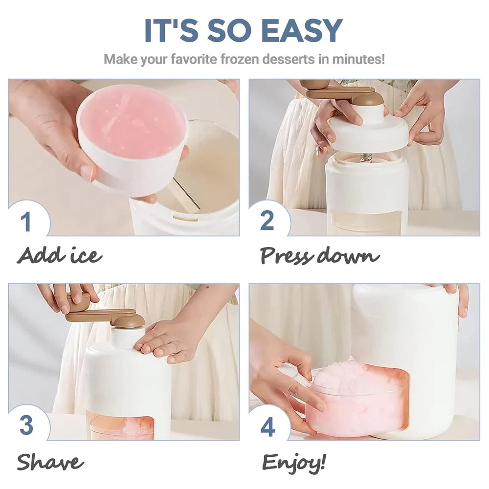 Ice Shaver Machine – Easy Manual Ice Shaver for Snow Cones, Slushies & Refreshing Frozen Desserts