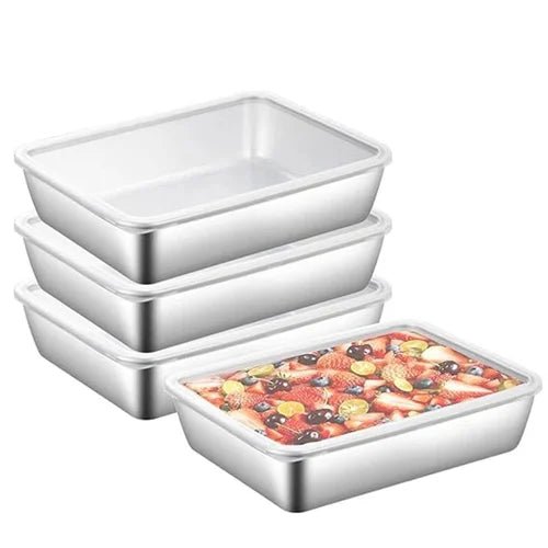 Stainless Steel Food Storage Container with Airtight Leakproof Lid – Rectangular Meal Prep Box for Lunch, Snacks, Leftovers, Baking & Meat Storage | Reusable Fridge Organizer