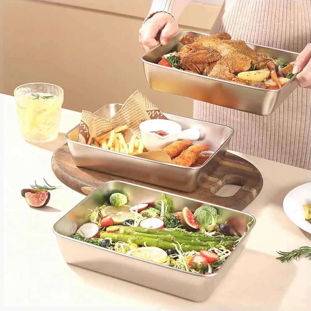 Stainless Steel Food Storage Container with Airtight Leakproof Lid – Rectangular Meal Prep Box for Lunch, Snacks, Leftovers, Baking & Meat Storage | Reusable Fridge Organizer