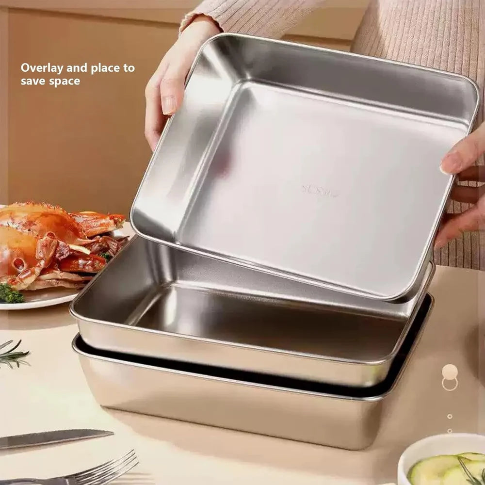 Stainless Steel Food Storage Container with Airtight Leakproof Lid – Rectangular Meal Prep Box for Lunch, Snacks, Leftovers, Baking & Meat Storage | Reusable Fridge Organizer
